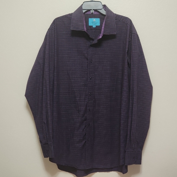 Christian Aujard Other - Christian Aujard Paris Purple Checkered Long Sleeve Button Down Men's Size 2XLT